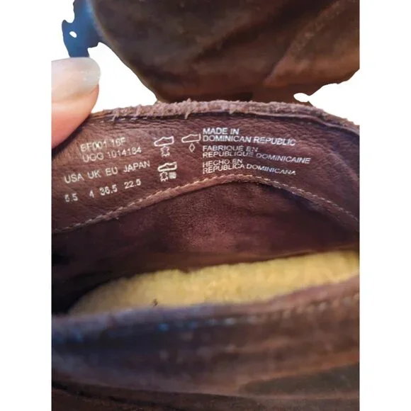 UGG Womens Brown Suede Ankle Boots With Shearling Lining & Buckle Strap Detail S - Picture 11 of 11